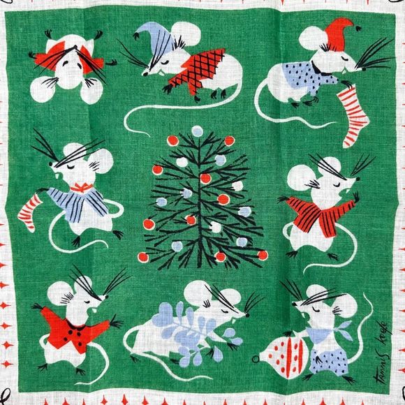 Vintage Tammis Keefe ‘Twas The Night Before Christmas Handkerchief - Picture 3 of 4
